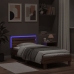 Estructura de cama cabecero luces LED marrón roble 75x190 cm