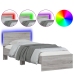 Estructura de cama cabecero luces LED gris Sonoma 90x200 cm