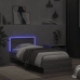 Estructura de cama cabecero luces LED gris Sonoma 90x190 cm