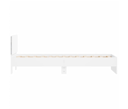 Estructura de cama con cabecero y luces LED blanco 75x190 cm