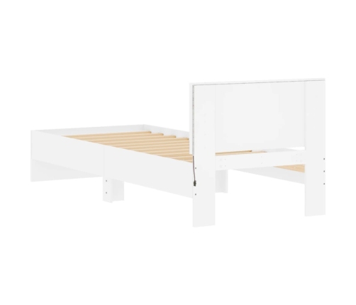 vidaXL Estructura de cama con cabecero y luces LED blanco 75x190 cm