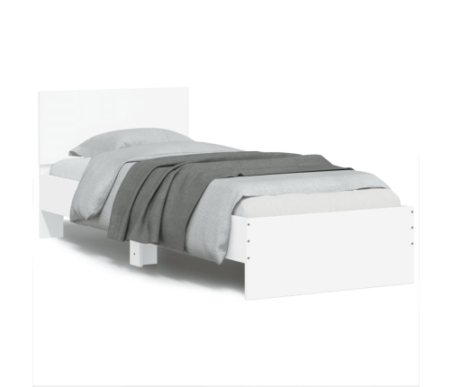 vidaXL Estructura de cama con cabecero y luces LED blanco 75x190 cm