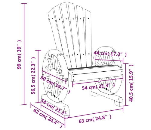 Sillones de jardín Adirondack 2 uds madera maciza de abeto