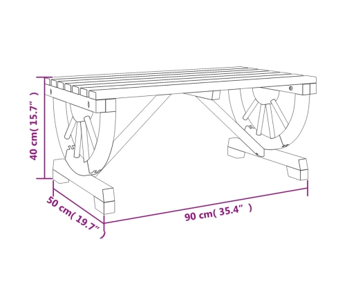 Mesa de centro de jardín madera maciza abeto 90x50x40 cm