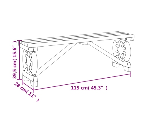 vidaXL Banco de jardín madera maciza abeto 115 cm