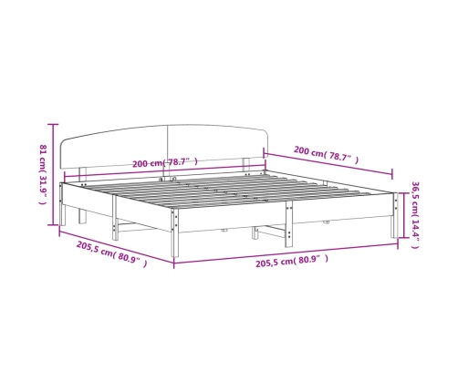 Estructura de cama sin colchón madera maciza blanca 200x200 cm