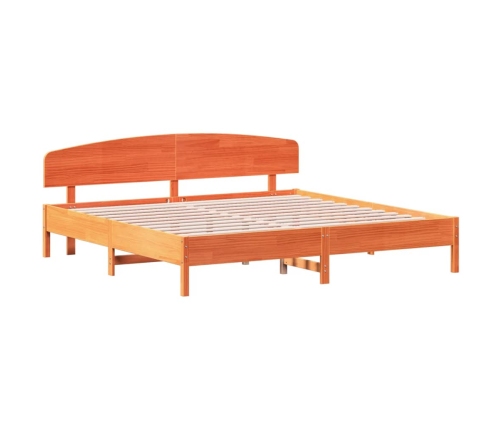 Cama sin colchón madera maciza de pino marrón cera 200x200 cm