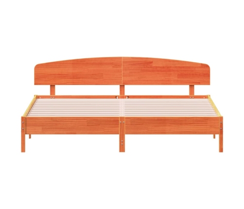 Cama sin colchón madera maciza de pino marrón cera 200x200 cm