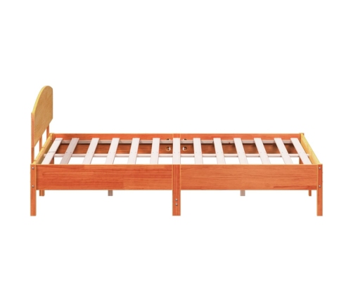 Cama sin colchón madera maciza de pino marrón cera 200x200 cm