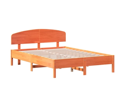 Cama sin colchón madera maciza de pino marrón cera 160x200 cm