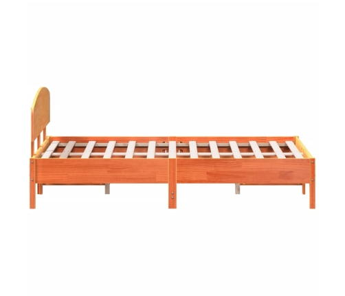 Cama sin colchón madera maciza de pino marrón cera 160x200 cm