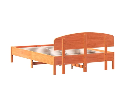 Cama sin colchón madera maciza de pino marrón cera 160x200 cm