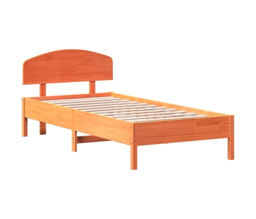 Cama sin colchón madera maciza de pino marrón cera 100x200 cm