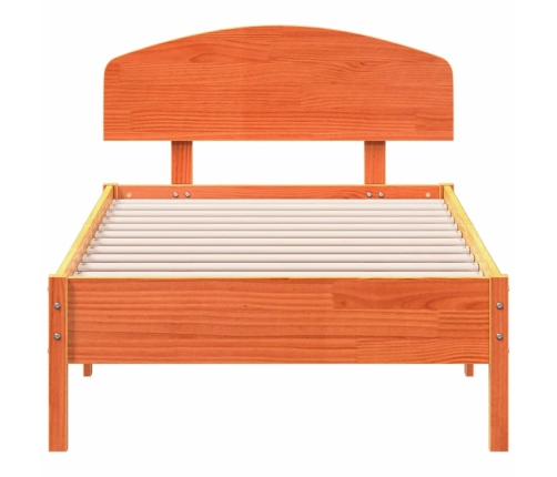 Cama sin colchón madera maciza de pino marrón cera 100x200 cm