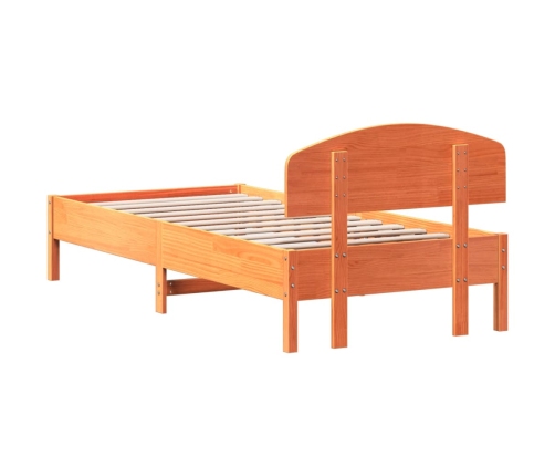 Cama sin colchón madera maciza de pino marrón cera 100x200 cm