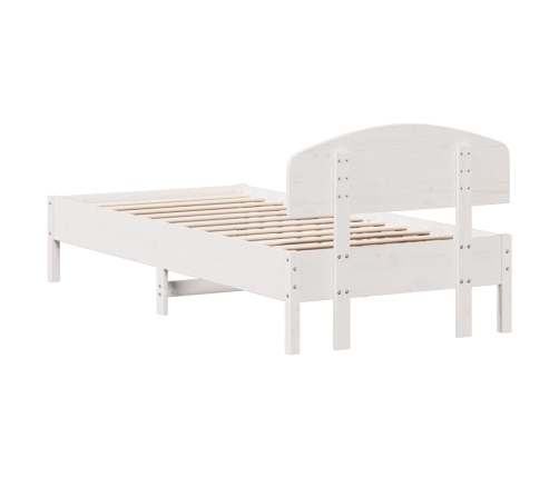 vidaXL Estructura de cama con cabecero madera de pino blanca 90x200 cm