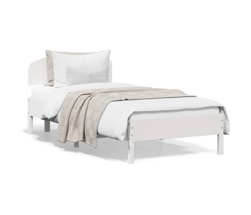 vidaXL Estructura de cama con cabecero madera de pino blanca 90x200 cm