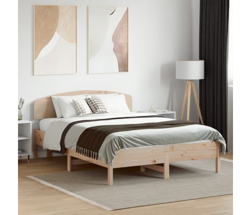 Estructura de cama sin colchón madera maciza de pino 140x190 cm