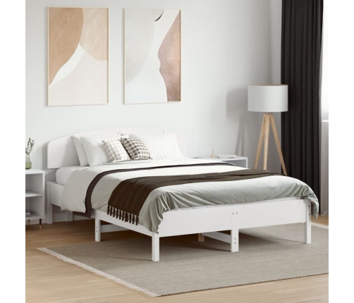 Estructura de cama sin colchón madera de pino blanca 140x190 cm