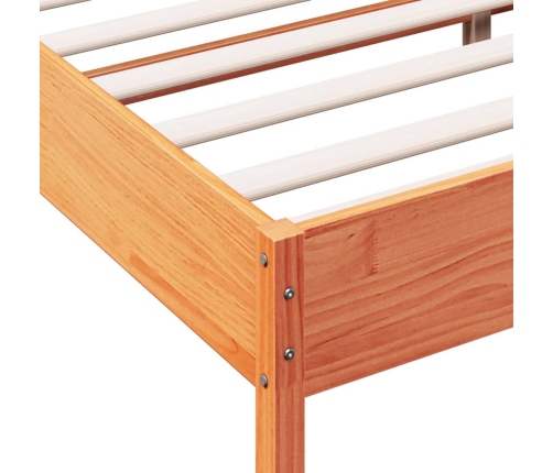 Cama sin colchón madera maciza de pino marrón cera 140x190 cm