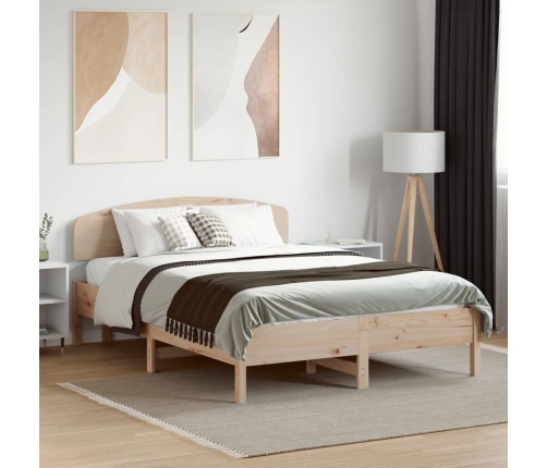 vidaXL Estructura de cama con cabecero madera maciza pino 135x190 cm