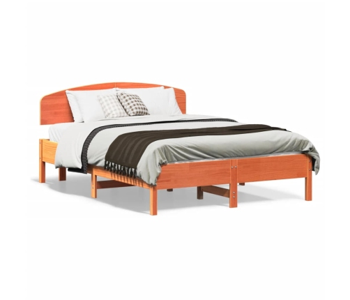 vidaXL Estructura cama con cabecero madera pino marrón cera 120x190 cm