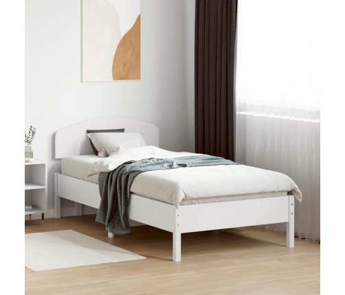 Estructura de cama sin colchón madera maciza blanca 75x190 cm