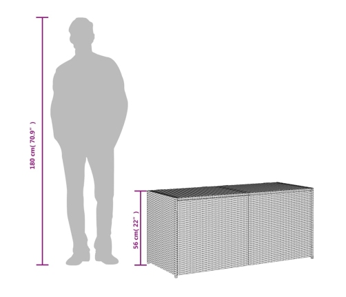 Caja de almacenaje de jardín ratán sintético negro 283 L