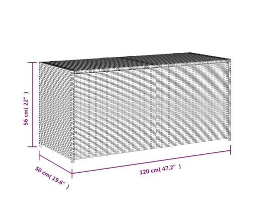 Caja de almacenaje de jardín ratán sintético marrón 283L