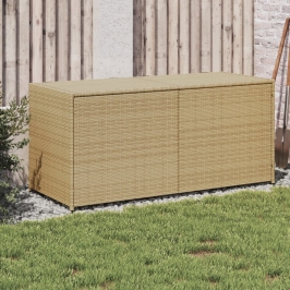 Caja de almacenaje de jardín ratán sintético beige mezcla 283L