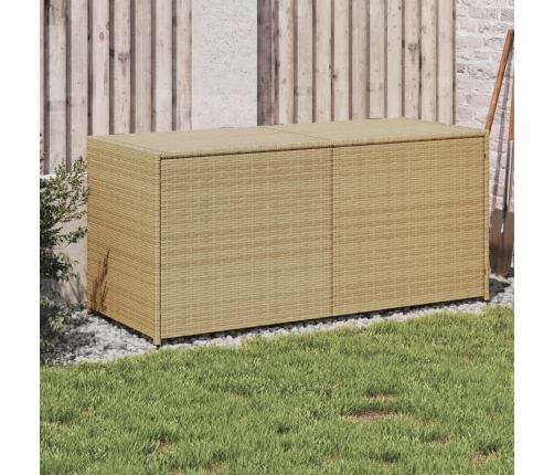 Caja de almacenaje de jardín ratán sintético beige mezcla 283L