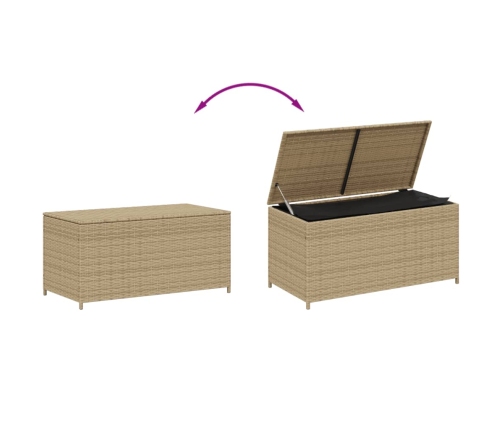 Caja de almacenaje de jardín ratán sintético beige mezcla 190L