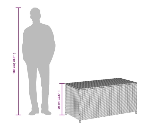 Caja de almacenaje de jardín ratán sintético beige mezcla 190L