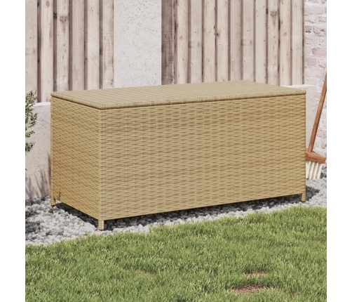 Caja de almacenaje de jardín ratán sintético beige mezcla 190L