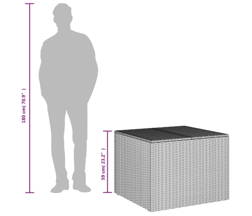 Caja de almacenaje de jardín ratán sintético negro 291L