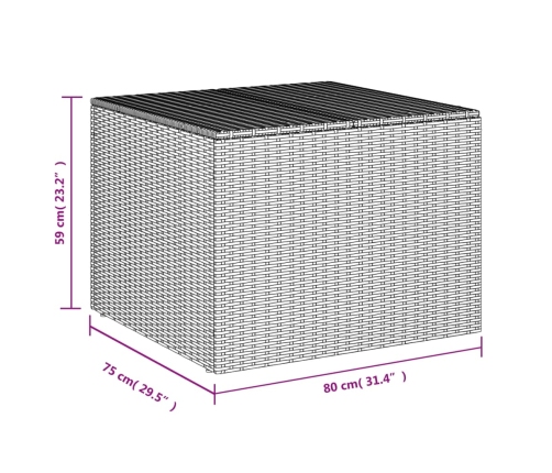 Caja de almacenaje de jardín ratán sintético negro 291L