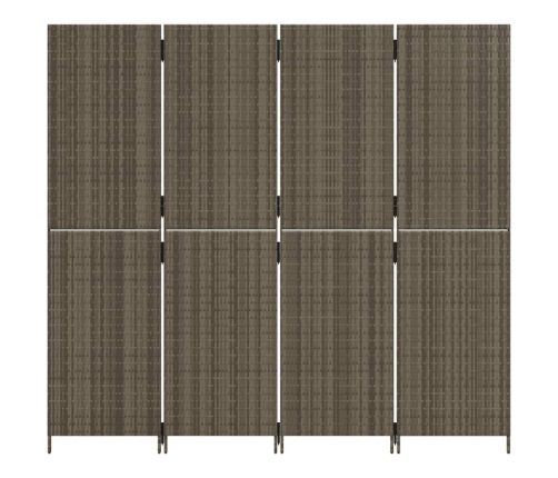 Biombo de 4 paneles ratán sintético gris