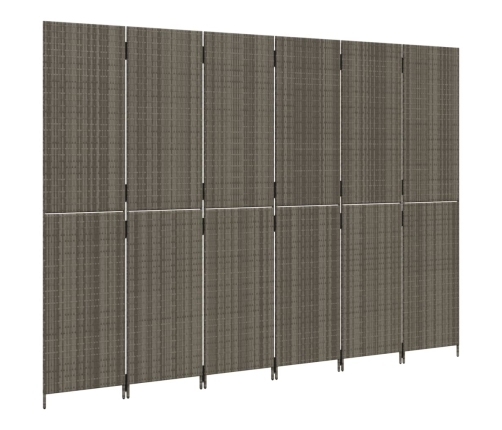 Biombo de 6 paneles ratán sintético gris