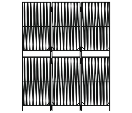 Biombo de 3 paneles ratán sintético negro