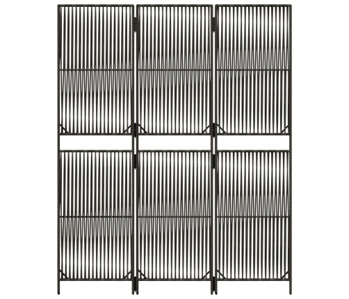 Biombo de 3 paneles ratán sintético gris