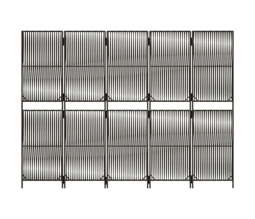 Biombo de 5 paneles ratán sintético gris