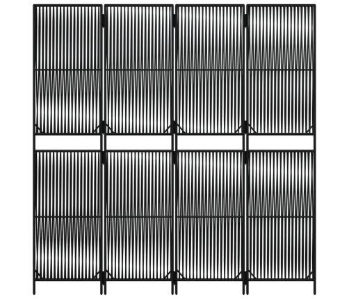 Biombo de 4 paneles ratán sintético negro