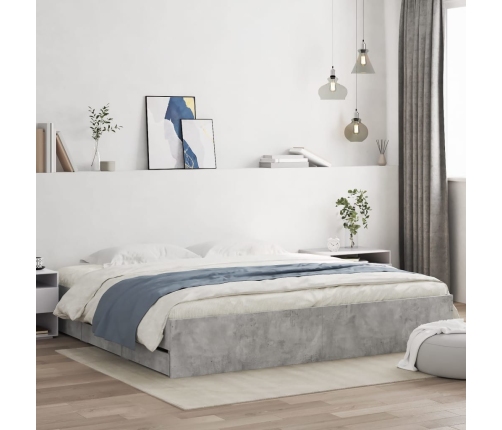 Cama con cajones madera ingeniería gris hormigón 180x200 cm