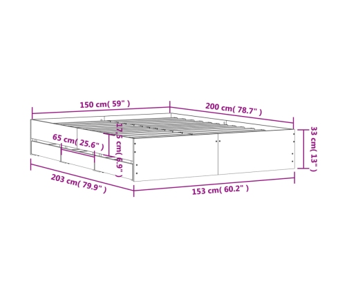 Estructura de cama madera de ingeniería blanco 150x200 cm