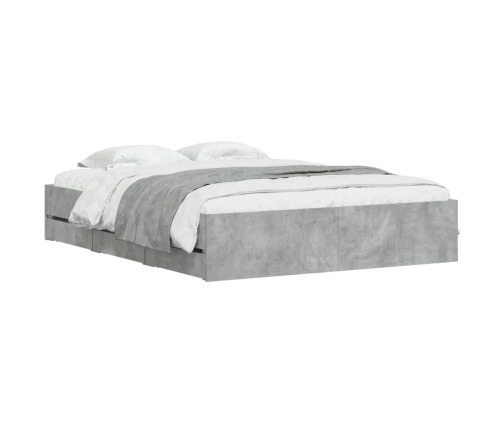 vidaXL Cama con cajones madera ingeniería gris hormigón 140x200 cm