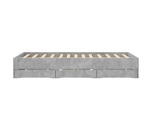 vidaXL Cama con cajones madera ingeniería gris hormigón 140x200 cm