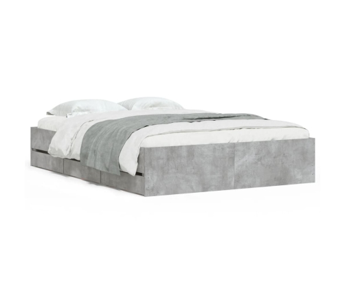 vidaXL Cama con cajones madera ingeniería gris hormigón 120x200 cm