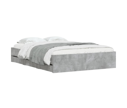 vidaXL Cama con cajones madera ingeniería gris hormigón 120x200 cm