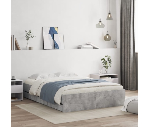 vidaXL Cama con cajones madera ingeniería gris hormigón 120x200 cm