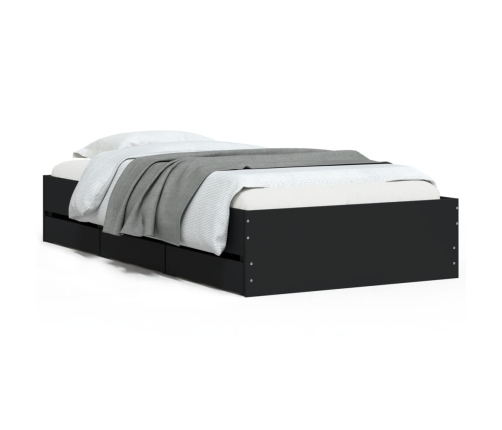 Cama con cajones madera de ingeniería negro 100x200 cm
